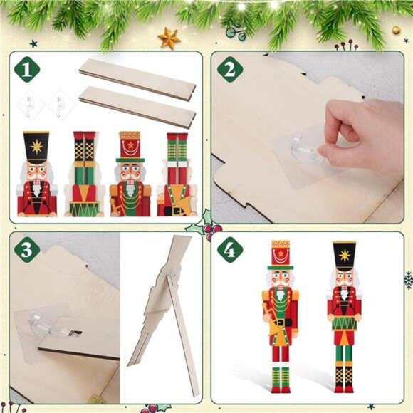 2 Pack Wooden Christmas Soldier Nutcracker Porch Decor 31.5 Inch - Picture 3 of 8